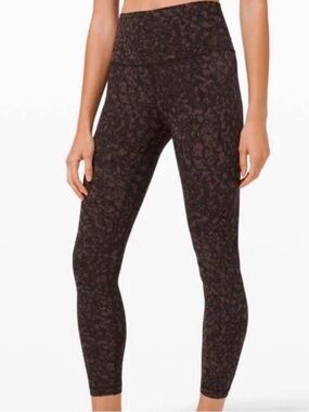 Lululemon High-Waist Printed Leggings - Dark Brown/Black Size 10
